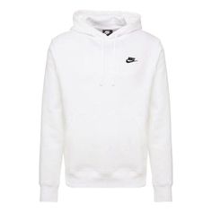 White Crew Neck Hoodie With Logo Detail, White Crew Neck Hoodie With Logo, Sporty Hoodie With Logo Detail, Sporty Hoodie Top With Logo, Sporty Hoodie Top With Logo Detail, White Nike Hoodie Outfit, White Streetwear Hoodie With Logo, Sporty Winter Sweatshirt With Logo, Sporty Winter Sweatshirt With Logo Detail