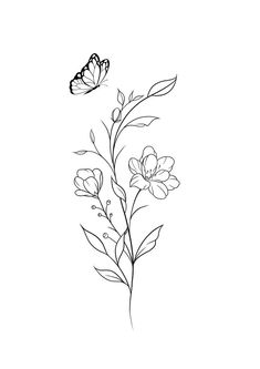 Flower Tattoos For Women With Words, Simple Palm Size Tattoos Ideas, Line Art Leg Tattoo, Daughter Tattoos For Mom Name, Dainty Hip Tattoos Women Flower, 30 Minute Tattoos, Dainty Painting Ideas, Line Art Tattoos Flower, Dainty Flower Drawing