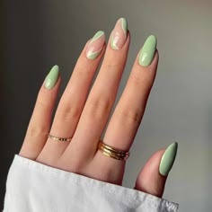 Baby Green Nails, Mint Green Nails, Mint Nails, Green Nail Art, Green Nail Designs, Green Nail, Her Nails