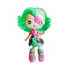 a doll with green hair and pink shoes