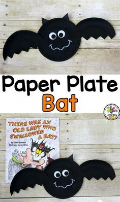 the paper plate bat is an easy halloween craft for kids to make and play with