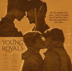 an advertisement for young royals featuring two men kissing each other