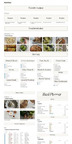 the website is displayed with many different foods and dishes on it, including broccoli