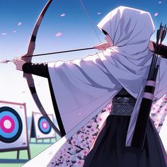 an anime character with a bow and arrow