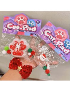 High-Quality Flocked Christmas Cat Paw Squeeze Toy, Transparent Cat Claw Stress Relief Squishies With Random Accessories Multicolor    TPR     Hobbies, Collections, Parties, size features are:Bust: ,Length: ,Sleeve Length: Random Accessories, Santa Claus Toys, Christmas Plush Toys, Cat Pad, Santa Doll, Cat Claws, Cat Paw, Christmas Cat, Christmas Plush