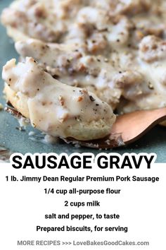 sausage gravy recipe with instructions on the side