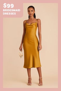 L / butterscotch Birdy Grey, Matte Satin, Satin Midi Dress, Party Looks, Birdy, Bridesmaid Dress, Pretty Outfits, Apricot, Midi Length