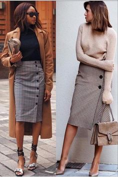 Rok Midi, Rok Outfit, Skirt Diy, Cozy Winter Outfits, Skirt Midi, A Skirt, Looks Chic, Plaid Skirt