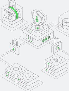 an image of various devices connected to each other with lock and padlocks on them