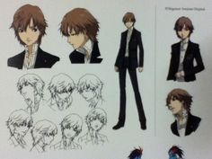 an image of some anime characters in suits and ties with hair drawn on the paper