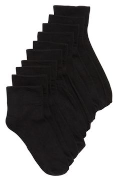 Ribbed cuffs that just cover the ankle top these comfy socks knit from soft stretch yarns that will be your weekend and workout go-tos. Pack of five pairs Rayon/polyester/spandex Machine wash, tumble dry Imported Black Ankle Socks, Quarter Socks, Comfy Socks, Xmas List, Black Socks, Ankle Socks, Knitting Socks, Polyester Spandex, Socks