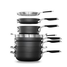 pots and pans stacked on top of each other