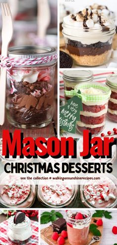 mason jar christmas desserts with text overlay