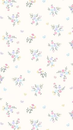 a white background with small flowers and leaves on the bottom right corner, in pastel colors