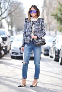 Tweed Jacket Outfit, Chanel Tweed Jacket, Tweed Outfit, Miroslava Duma, Chanel Jacket, Boucle Jacket, Looks Street Style, Influencers Fashion, Olivia Palermo