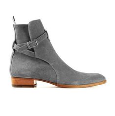 Handmade Gray Suede Leather Ankle Strap Boots for Men's sold by fashionslovers20 on Storenvy Strap Boots, Handmade Leather Boots, Quality Leather Boots, Jodhpur Boots, Botas Chelsea, Custom Design Shoes, Ankle Boots Men, High Ankle Boots, Handmade Leather Shoes