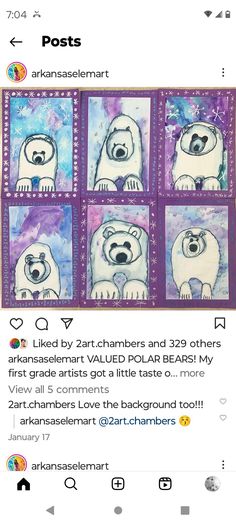 an instagramt with pictures of polar bears on it