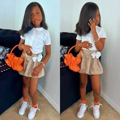 Little Black Girls Back To School Outfits, Girls Uniform Ideas Kids, School Uniform Black Women, First Day Of School Outfit Elementary, Cute School Uniform Ideas, Kids School Uniform Ideas, School Uniform Outfits Black Women, Back To School Outfits Elementary, First Day Of School Outfit Uniform