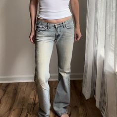 Vintage Lucky Brand Low Rise Bootcut/Flare Denim Jeans In A Light Wash. In Great Used Condition!!! These Jeans Have A Y2k Dose Of Low Rise, See Measurements In Photos. Intentional Distressing Around Bottom Cuffs, See Photos. Zipper Fly. 100% Cotton Size 6/28 Model Is 5’6” 115lbs Low Rise/ Hip Hugger Zip Fly Featuring Coveted Mark Of Vintage, "Lucky You" Clover Zipper Flare Bottoms Extremely High Quality Rare To Find Like New Highly Collectible Vintage Please Take Measurements Into Consideration When Determining Fit. Marked As A Women's Size 6/28, Measurements Are Taken While Laying Flat And Are Approximate. Waist: 15" Hip: 19" Inseam: 31" Rise: 8" Low Rise Bootcut Jeans Outfits, Bootcut Jeans Outfit, Y2k Low Rise Jeans, Flare Bottoms, Low Rise Bootcut Jeans, Vintage Denim Jeans, Low Rise Flare Jeans, Flare Denim Jeans, Jeans Light Wash