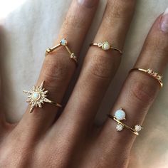 Layer them up or wear them alone: these Minimalist Triple Opal Stacking rings feature created Opal gemstones on smooth, thin bands. Gold Plated Created Opals Starburst Ring, Opal Stacking Ring, Gemstone Solitaire Ring, Minimalist Bohemian, Pink Morganite Engagement Ring, Ruby Ring Gold, Morganite Engagement, Morganite Engagement Ring, Rose Engagement Ring