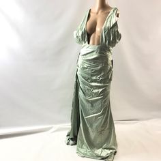 Chicsew Open Gown Green Satin Formal Dress Size 8 Pleated Mermaid Sleeveless New F48 Ep New But Needs Ironed Green Ruched Floor-length Evening Dress, Fitted Pre-draped Sleeveless Gown, Sleeveless Mermaid Dress With Back Opening, Pre-draped Sleeveless Evening Dress With Lined Bodice, Pre-draped Sleeveless Bridesmaid Evening Dress, Sleeveless Satin Gown, Spring Sleeveless Satin Gown, Sleeveless Mermaid Evening Dress For Summer, Sleeveless Mermaid Dress With Ruched Bodice For Party