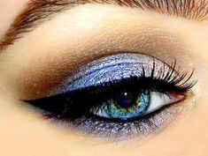 "Not sure how to put colors together? I got you! Get this fun look! You don't have to have blue eyes for this to look great on you. It looks beautiful on all eye colors. This look includes LILY on the outer lid blended into ICED OUT on the inner lid. You can pat each color on half of your lid. LILY outer half and ICED OUT inner half. With a blending brush softly blend together in the middle where the 2 colors meet. They will blend into each other. Do the same on the bottom lid. Grab some MANEATE Eyeshadow Diy, All Eye Colors, Eyeshadow And Eyeliner, Make Up Designs, Festival Glitter, Eye Makeup Pictures, Eyeliner Makeup, Eye Makeup Designs