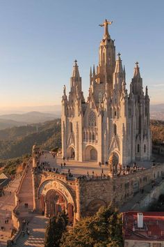 an aerial view of the cathedral in barcelona, spain