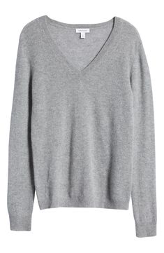 Stay warm in this luxuriously soft cashmere sweater fashioned in a relaxed, easy-to-layer fit. V-neck Long sleeves 100% cashmere Dry clean Imported Clothing Nordstrom, Grey V Neck Sweater, Layered Fits, Light Grey Sweater, Ballet Clothes, Elegant Sweater, Fall Winter Wardrobe, Grey Women, Winter Sweaters