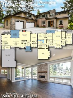 the floor plan for this house is very large and has 3 car garages on each level