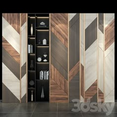 an open bookcase with many books on it in front of a wooden paneled wall