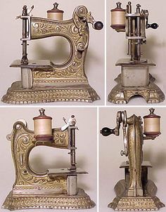 four different views of an old sewing machine