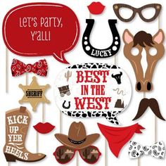 cowboy photo booth props for the best in the west or cowgirl birthday party decorations