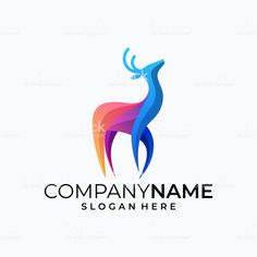 colorful deer logo design on white background with copy space for your company or business name