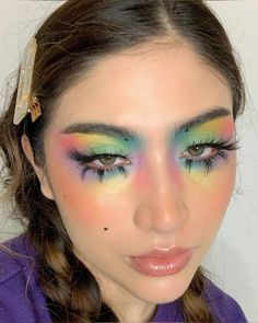 rainbow blush Colorful Makeup Looks, Hair Mistakes, Pride Makeup, Face Art Makeup