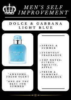 Dolce & Gabbana Light Blue, Men's Fragrances, Men's Self Improvement, men's smells, smells for men, glow up for men, fragrance for men, men's glow up, glow up tips for men, men's glow up tips, men's self improvement, self improvement for men, men's self improvement tips, self improvement tips for men Self Improvement For Men, Glow Up Tips For Men, Men Fragrance, Best Perfume For Men, Best Fragrance For Men, Men's Fragrance, Men's Health Fitness, Best Fragrances, Glow Up Tips