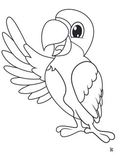 a cartoon bird with large wings and big eyes