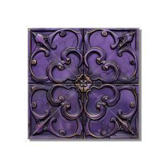 an intricately designed purple tile is shown