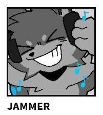 an image of a cartoon character with the name jammer on it's chest