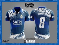 a blue and white shirt with the name sairi phantataging on it