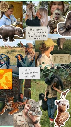 collage of people and animals with speech bubbles