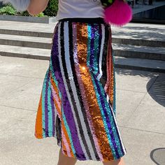 One Of A Kind Sequin Skirt. Size Medium. Women Skirts Midi, Pink Purple, Sequin Skirt, Midi Skirt, Sequin, Womens Skirt, Size Medium, Skirt, Purple