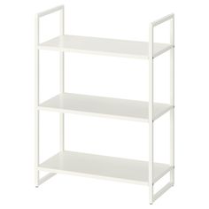 a white shelf with three shelves on each side