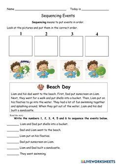 worksheet for reading the beach day with pictures and words to help students understand what they