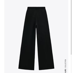 New With Tag High-Waisted Knit Pants With Elastic Waistband. Size S Knit Pants Black, Pants Png, Black Palazzo Pants, Pants Wide Leg, Zara Pants, Knit Pants, Palazzo Pants, Zara Black, Black Knit