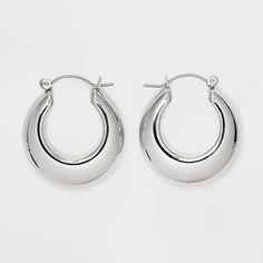 Small Puffy Hoop Earrings - Universal Thread™ Silver Huggie Hoop Earrings Silver, Hoop Earrings Png, Silver Hoops Aesthetic, Preppy Jewlery, Chunky Silver Earrings, Hoops Aesthetic, Birthday 15, Hoop Earrings Aesthetic, Earrings Silver Hoops