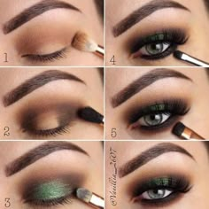 Step By Step Makeup Tutorial, Trucco Smokey Eye, Green Eye Makeup, Step By Step Makeup, Makeup Morphe, Fashion Make Up, Makeup Tutorial Step By Step