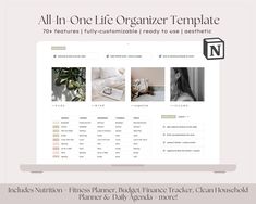 an image of a computer screen with the words all in one life organizer template