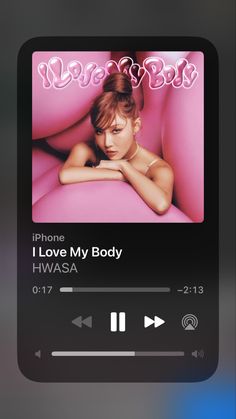 an mp3 player with the words i love my body on it's display screen