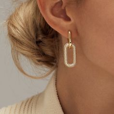 Gold Plated Stainless Steel,, Hypoallergenic, New In Sealed Package Ušný Piercing, Double Hoop Earrings, Dangle Hoop Earrings, Earring Trends, Classic Earrings, Link Earrings, Classy Jewelry, Cross Earrings, Ear Jewelry