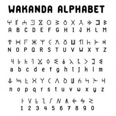 the alphabet is written in black and white